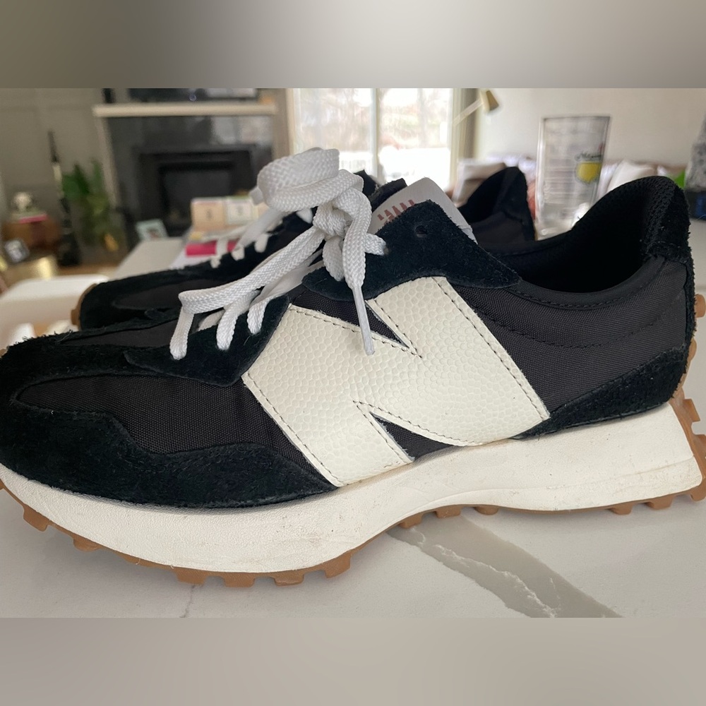 Navy New Balance 327’s - worn 2x’s . Comfortable and stylish.